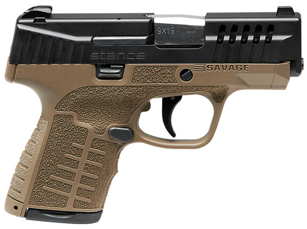 Savage Arms 67007 Stance  9mm Luger 8+1 3.20" Stainless Steel Barrel, Black Nitride Ported/Serrated Steel Slide, Flat Dark Earth Polymer Frame, Interchangeable Backstrap Grip, Ambidextrous