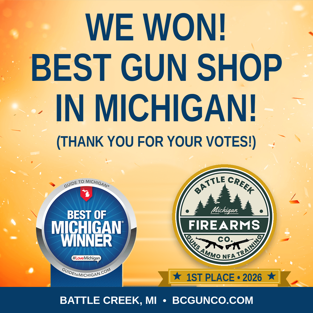 Battle Creek Firearms named 2026 Best Gun Shop in Michigan winner.